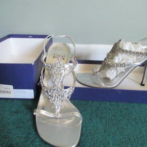Stuart Weitzman Radiance Silver Supple Dress Sandals